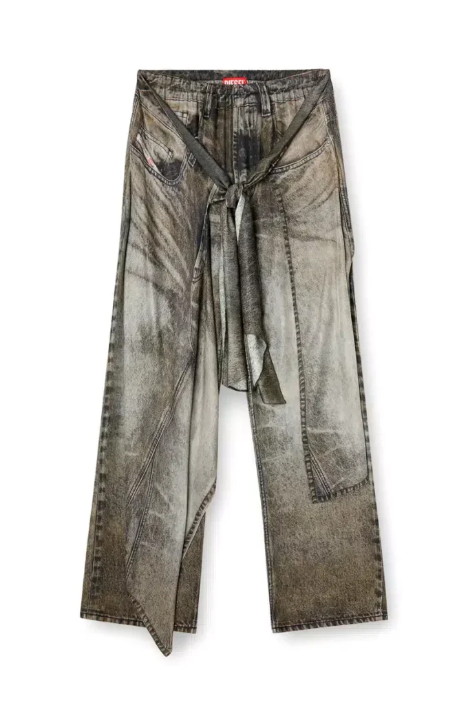 p-aloma Denim görünümlü viskon sargı pantolon