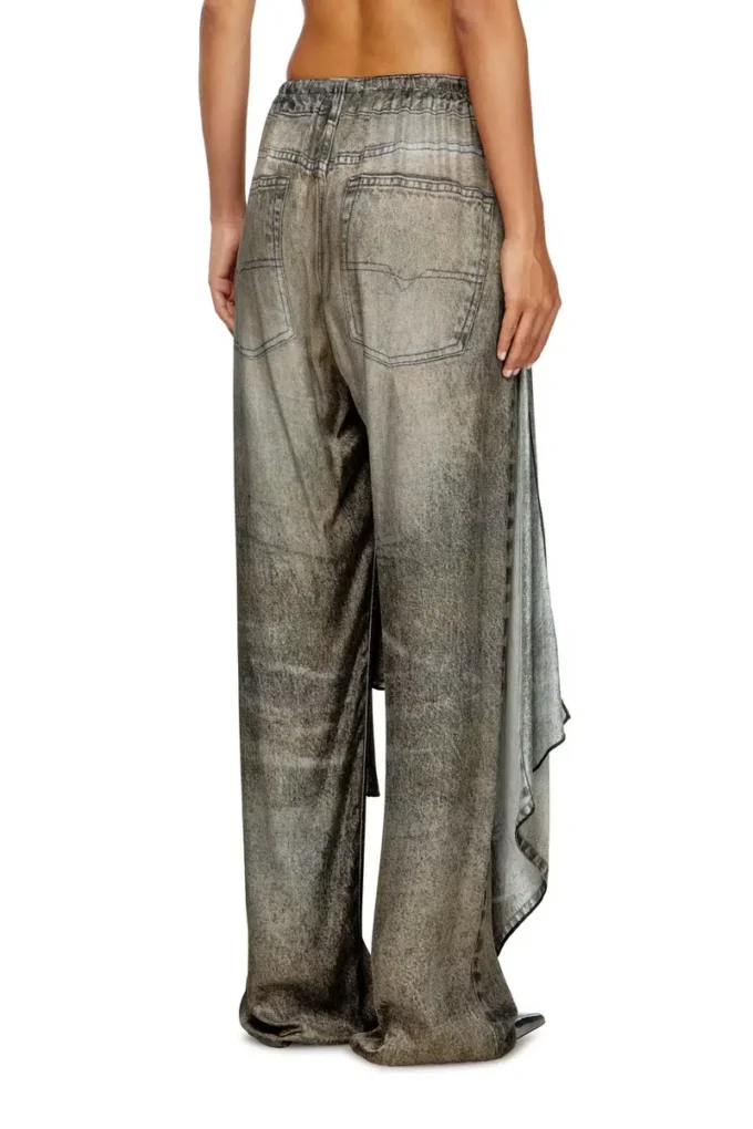 p-aloma Denim görünümlü viskon sargı pantolon