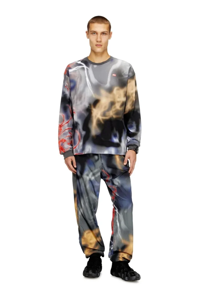 p-arelion Nylon pantolon, tüm yüzeyinde baskı