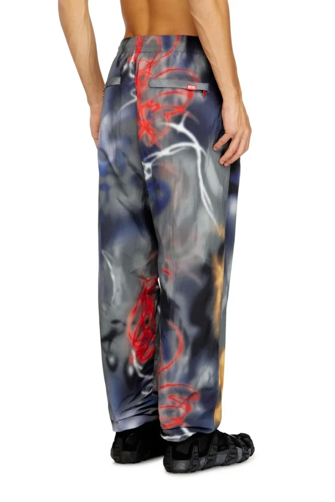 p-arelion Nylon pantolon, tüm yüzeyinde baskı