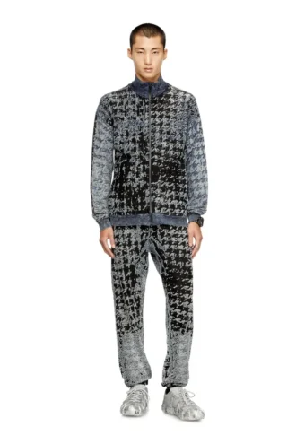 p-labis Devoré houndstooth desenli elastik pantolon