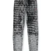 p-labis Devoré houndstooth desenli elastik pantolon