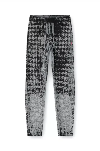 p-labis Devoré houndstooth desenli elastik pantolon