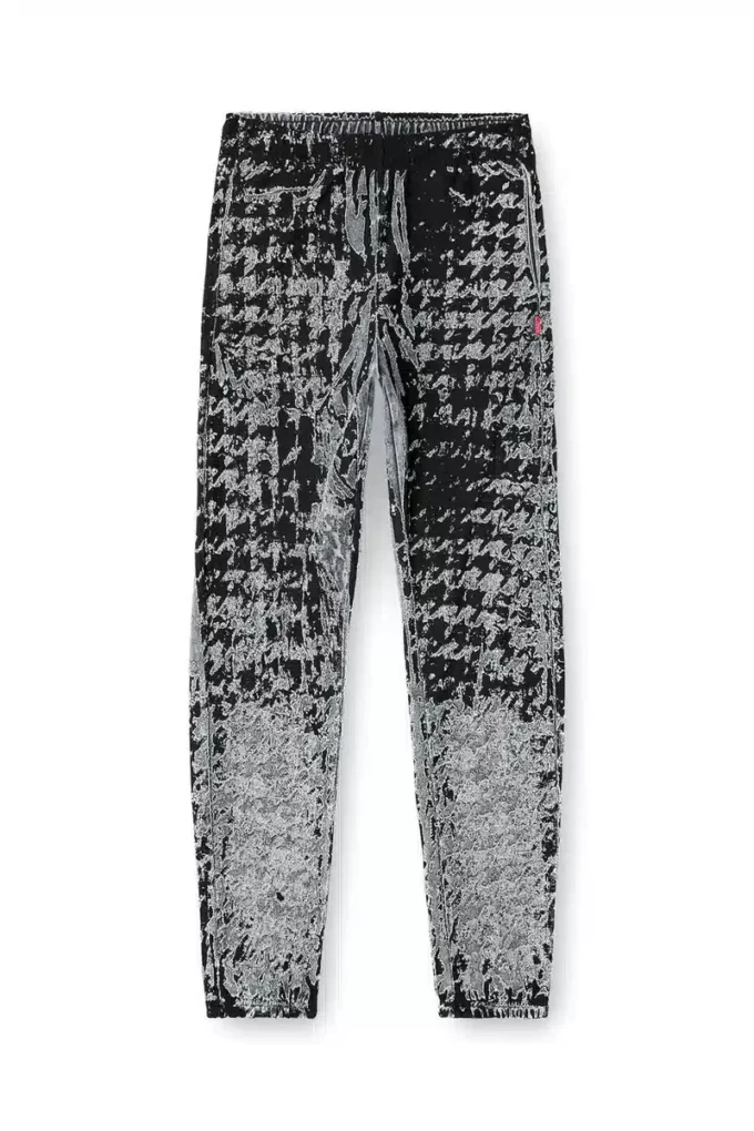 p-labis Devoré houndstooth desenli elastik pantolon