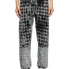 p-labis Devoré houndstooth desenli elastik pantolon