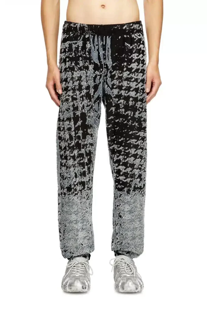 p-labis Devoré houndstooth desenli elastik pantolon