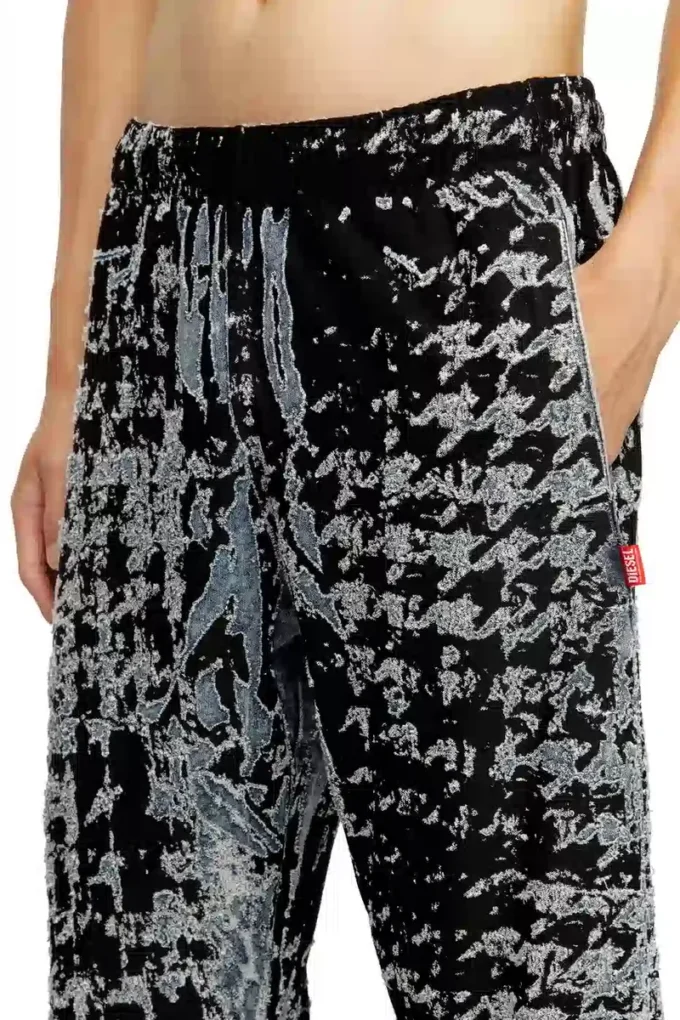p-labis Devoré houndstooth desenli elastik pantolon