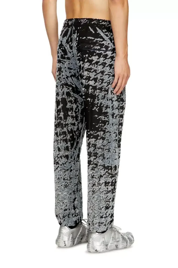 p-labis Devoré houndstooth desenli elastik pantolon