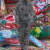 p-labis Devoré houndstooth desenli elastik pantolon