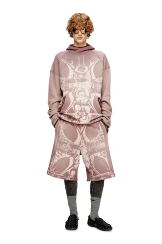 p-warky-short Ortaçağ desenli waffle şort