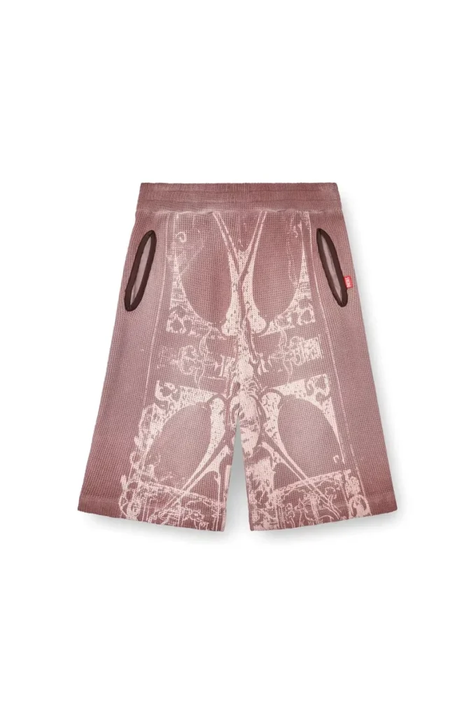p-warky-short Ortaçağ desenli waffle şort