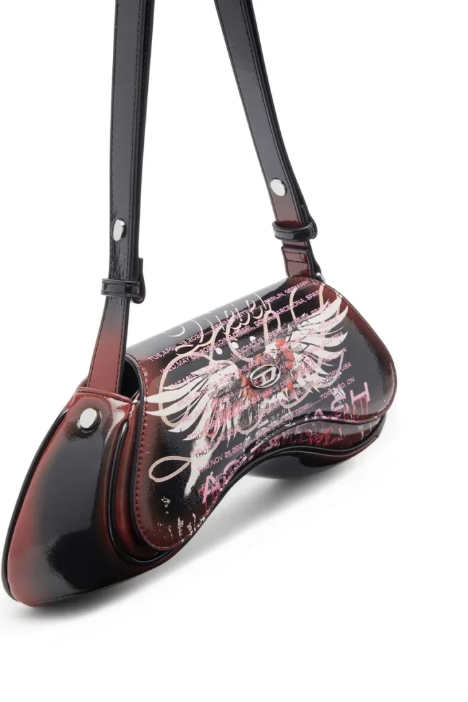 play crossbody Play-Omuz çantası, baskılı parlak PU