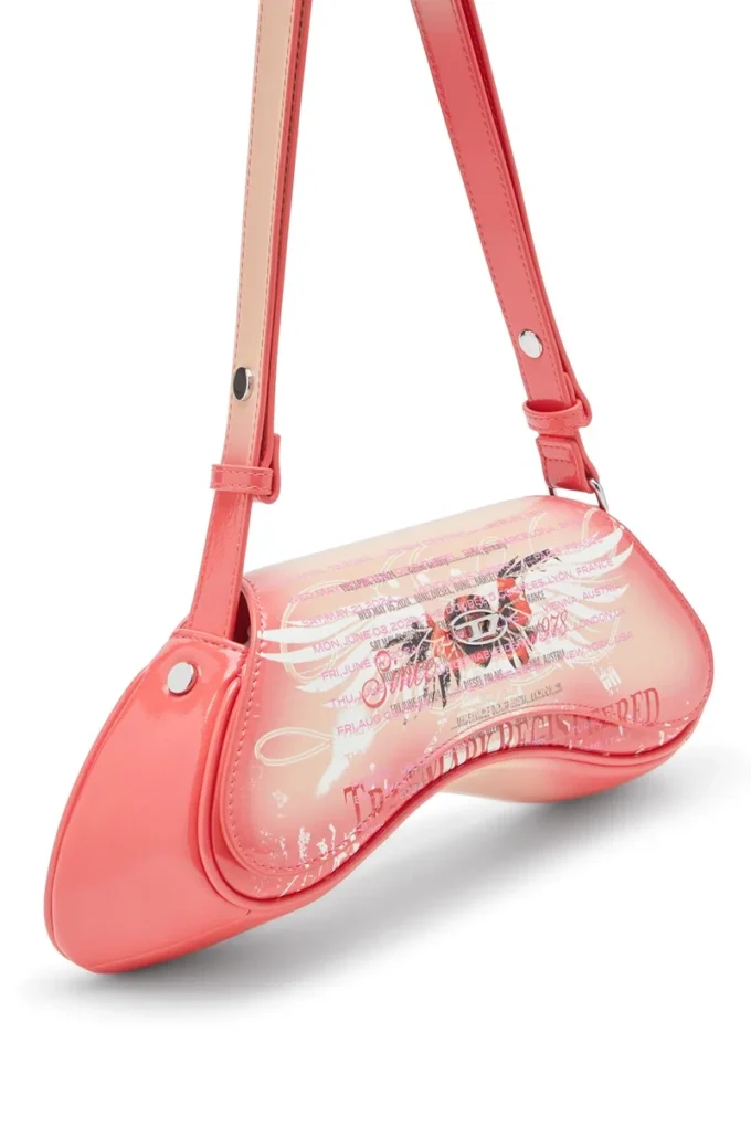 play crossbody Play-Omuz çantası, baskılı parlak PU