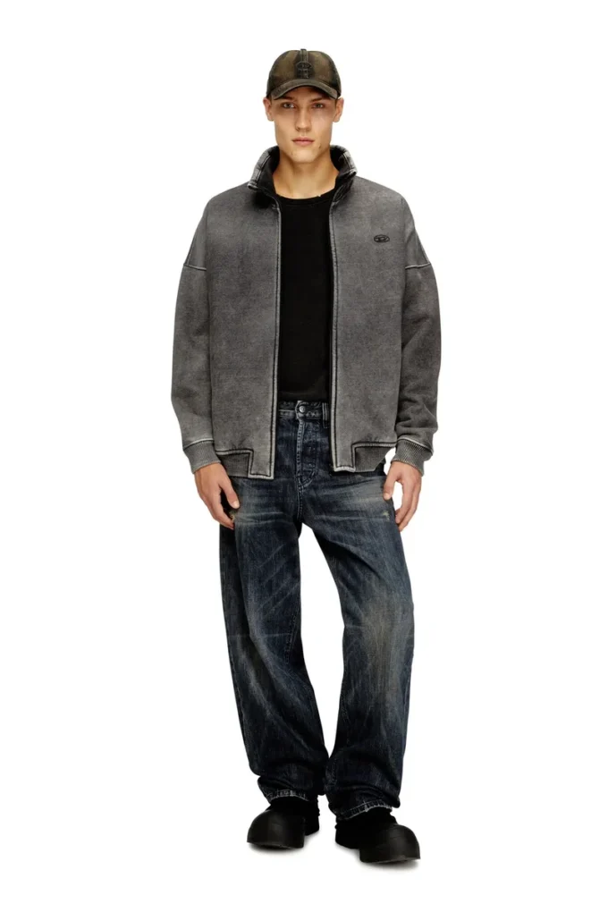 s-batel-v1 Teddy astarlı, denim efektli fermuarlı ceket