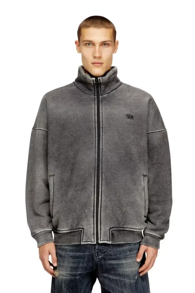 s-batel-v1 Teddy astarlı, denim efektli fermuarlı ceket