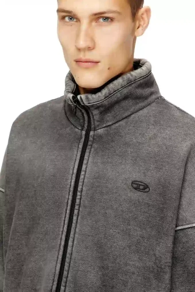 s-batel-v1 Teddy astarlı, denim efektli fermuarlı ceket