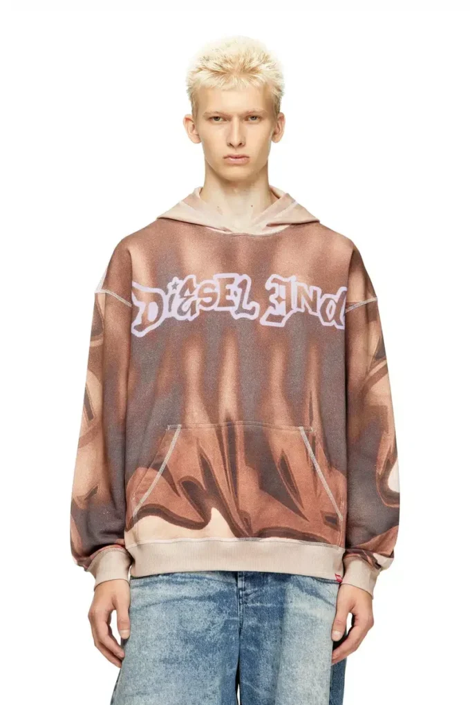 s-boxt-hood-show Graffiti desenli kapüşonlu sweatshirt