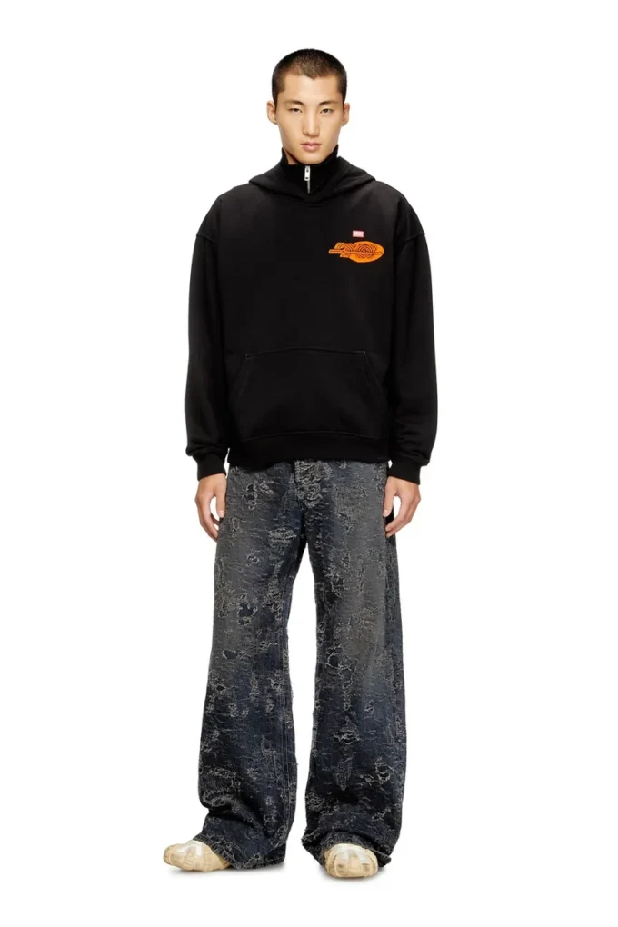 s-boxt-hood-t5 Arkada baskı bulunan pamuklu kapüşonlu sweatshirt