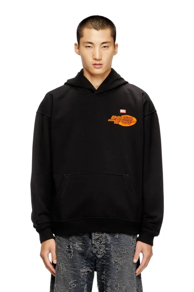 s-boxt-hood-t5 Arkada baskı bulunan pamuklu kapüşonlu sweatshirt