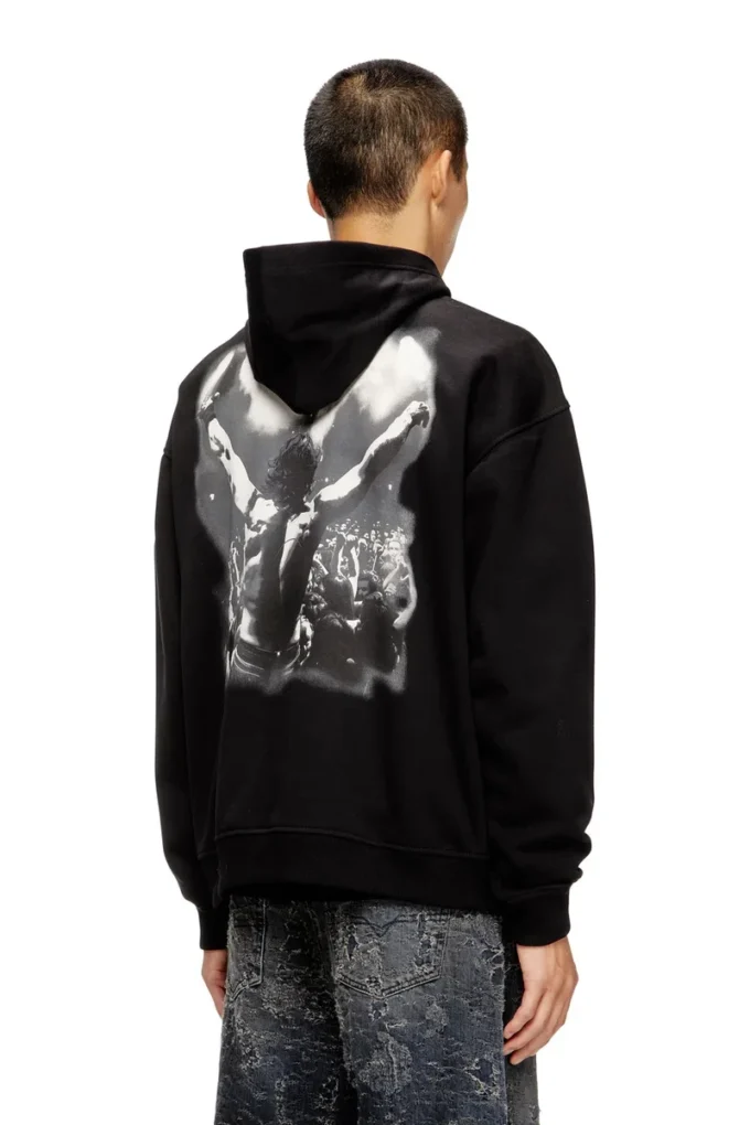 s-boxt-hood-t5 Arkada baskı bulunan pamuklu kapüşonlu sweatshirt