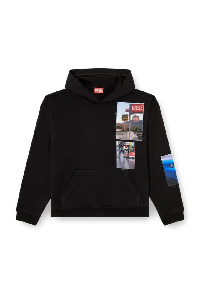 s-boxt-hood-t6 Logo fotoğraf yamalı kapüşonlu sweatshirt