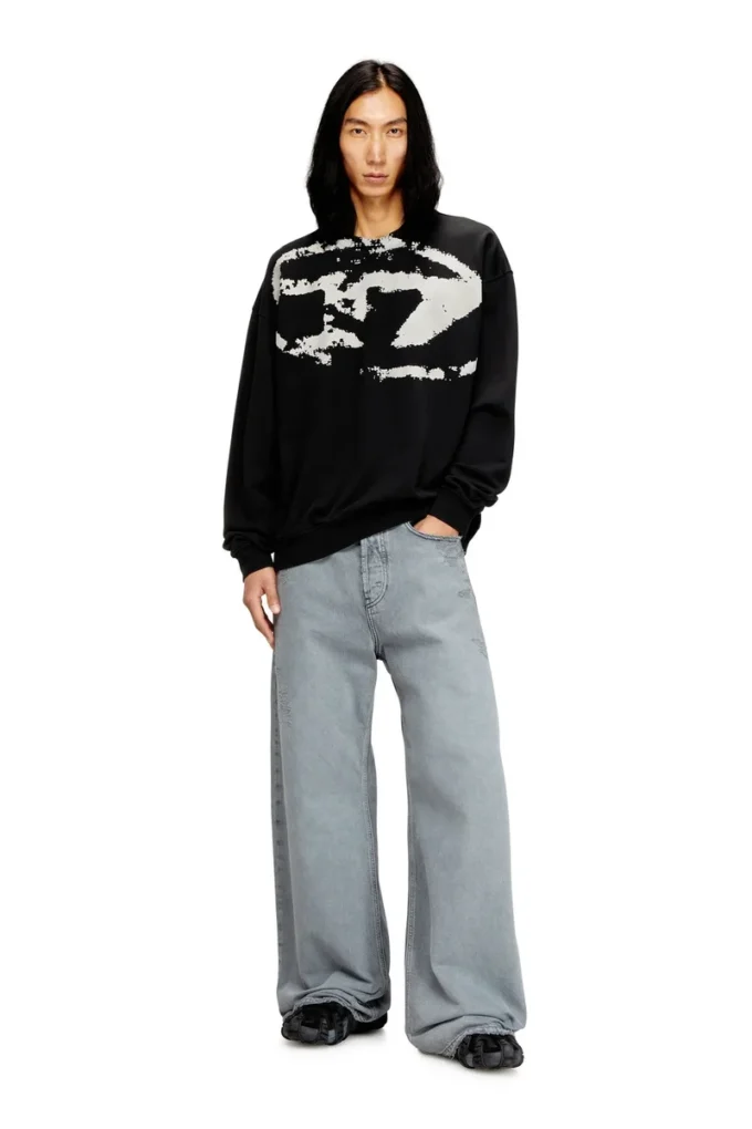 s-boxt-n5 Eskitilmiş floklu logolu sweatshirt