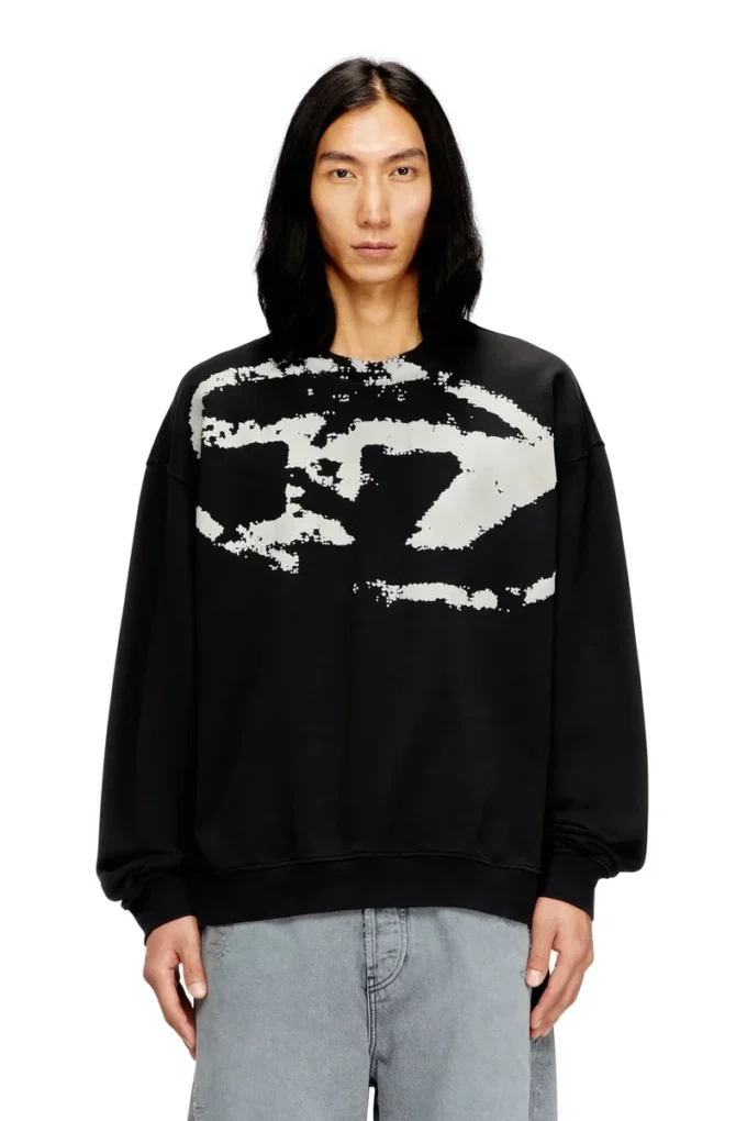 s-boxt-n5 Eskitilmiş floklu logolu sweatshirt