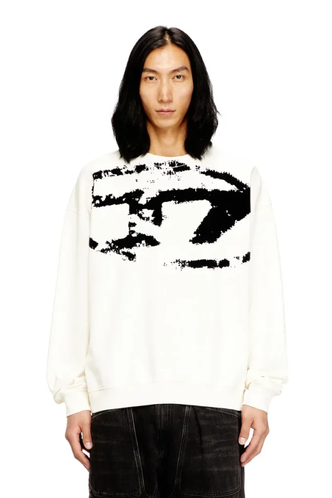 s-boxt-n5 Eskitilmiş floklu logolu sweatshirt