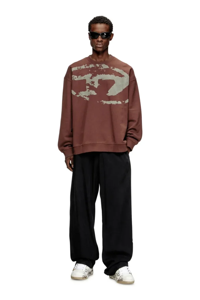 s-boxt-n5 Floklu Oval D desenli pamuklu sweatshirt