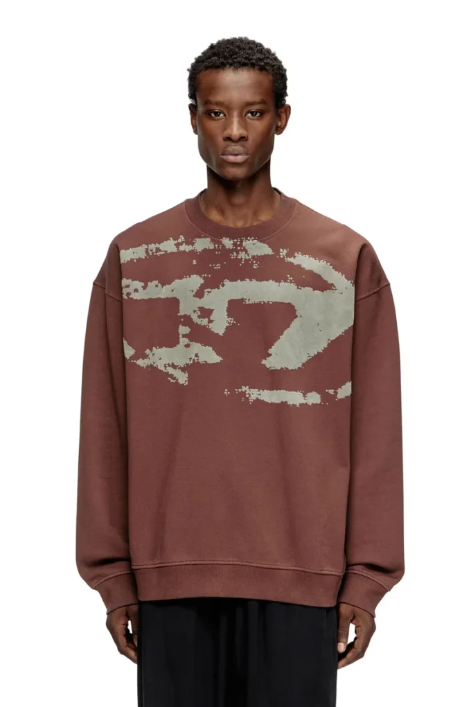 s-boxt-n5 Floklu Oval D desenli pamuklu sweatshirt