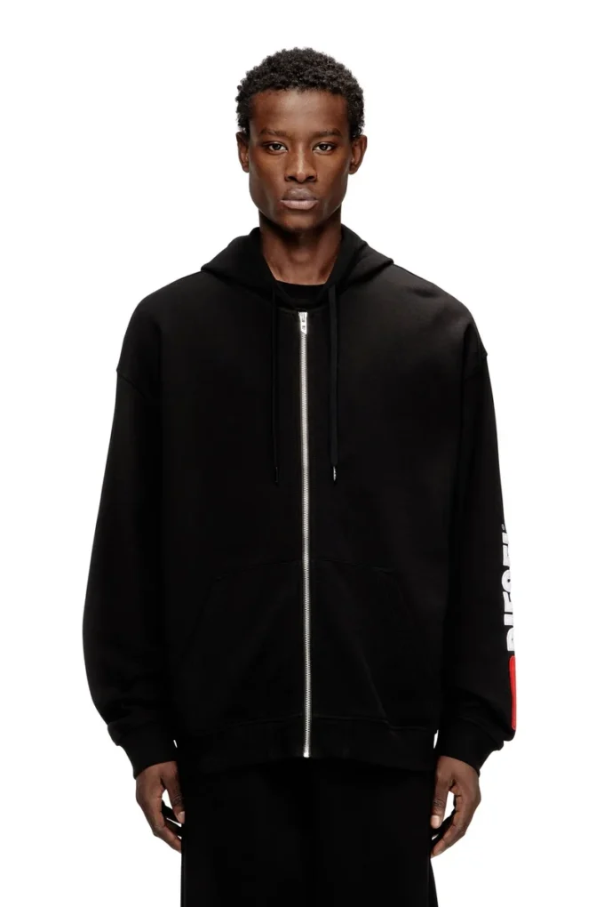 s-boxt-zip-hood-div Logo yamalı kapüşonlu sweatshirt