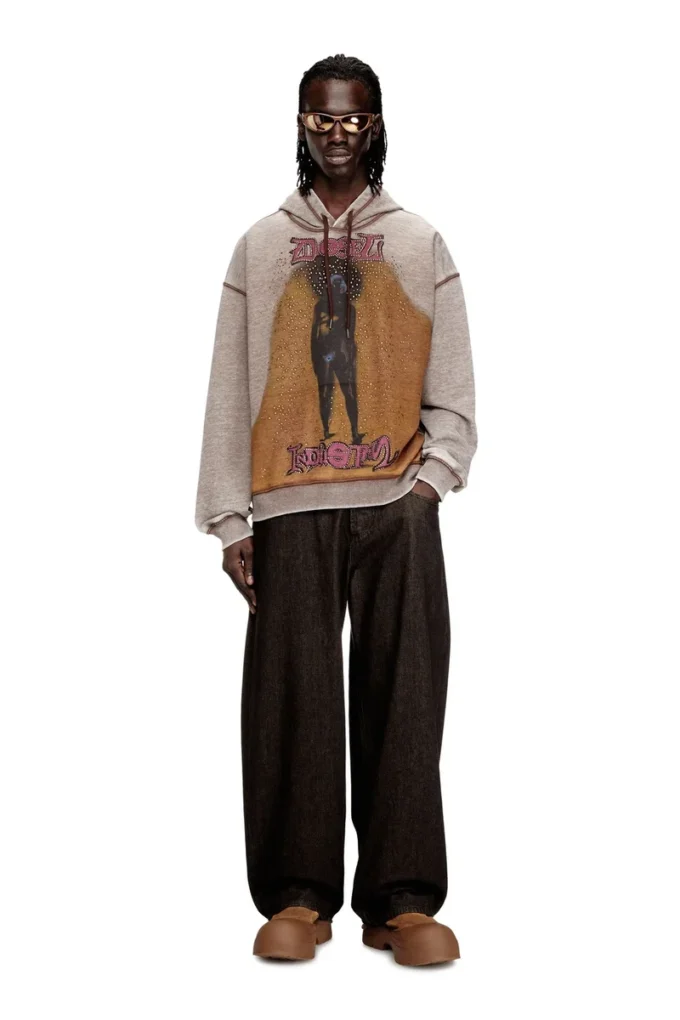 s-boxton-hood Baskılı ve çivili kapüşonlu sweatshirt