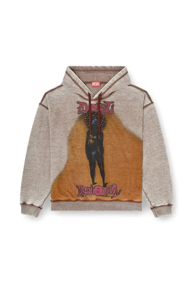 s-boxton-hood Baskılı ve çivili kapüşonlu sweatshirt