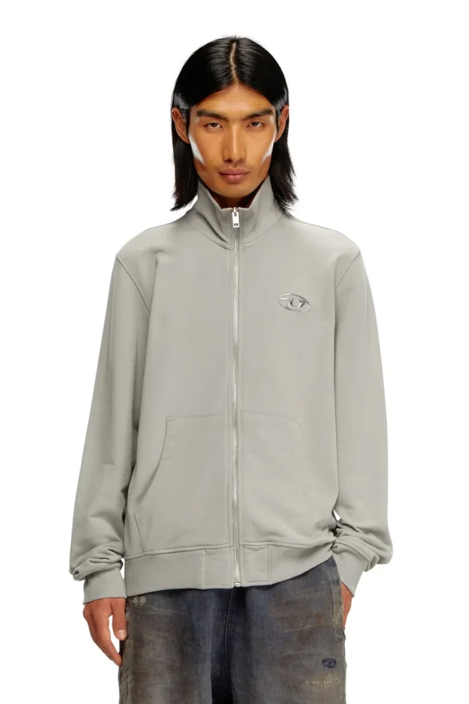 s-ginni-zip-od Metalik logolu fermuarlı sweatshirt