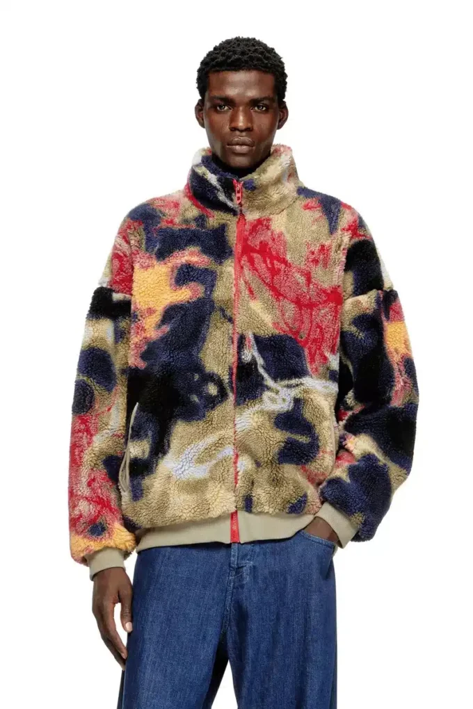 s-luke Graffiti motifli teddy-fleece ceket