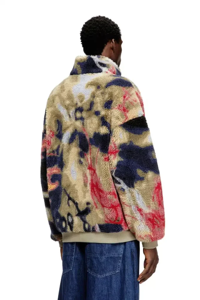 s-luke Graffiti motifli teddy-fleece ceket