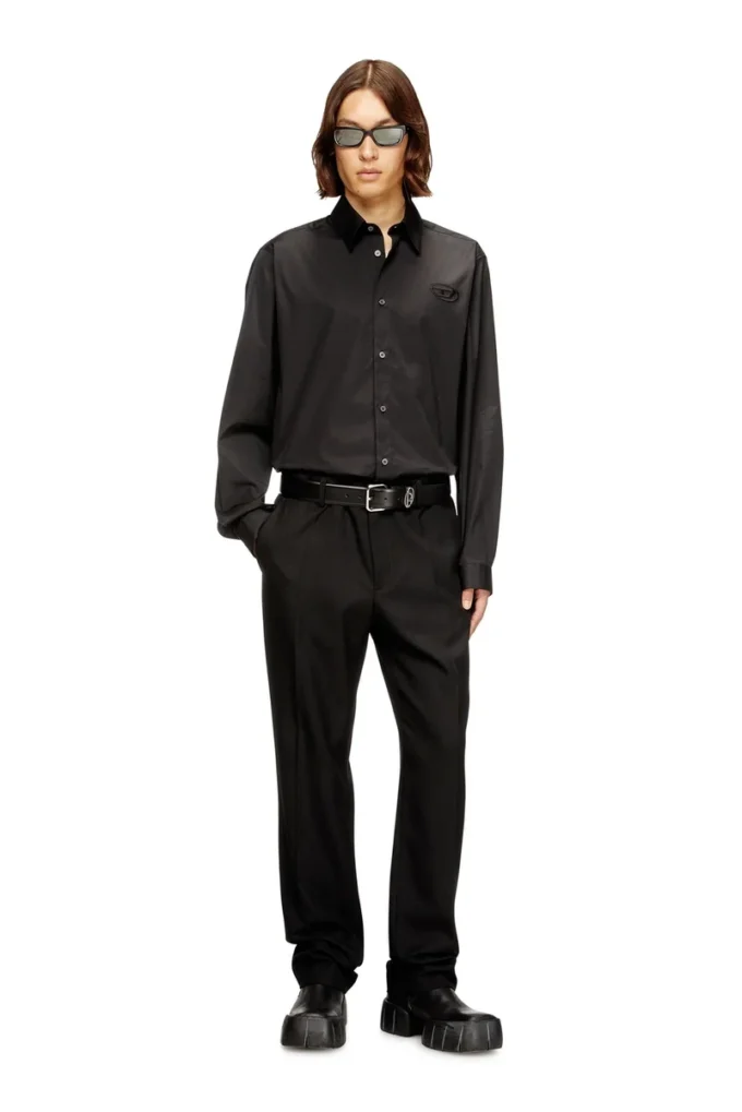 s-simply-gsbh Nakışlı streç poplin gömlek