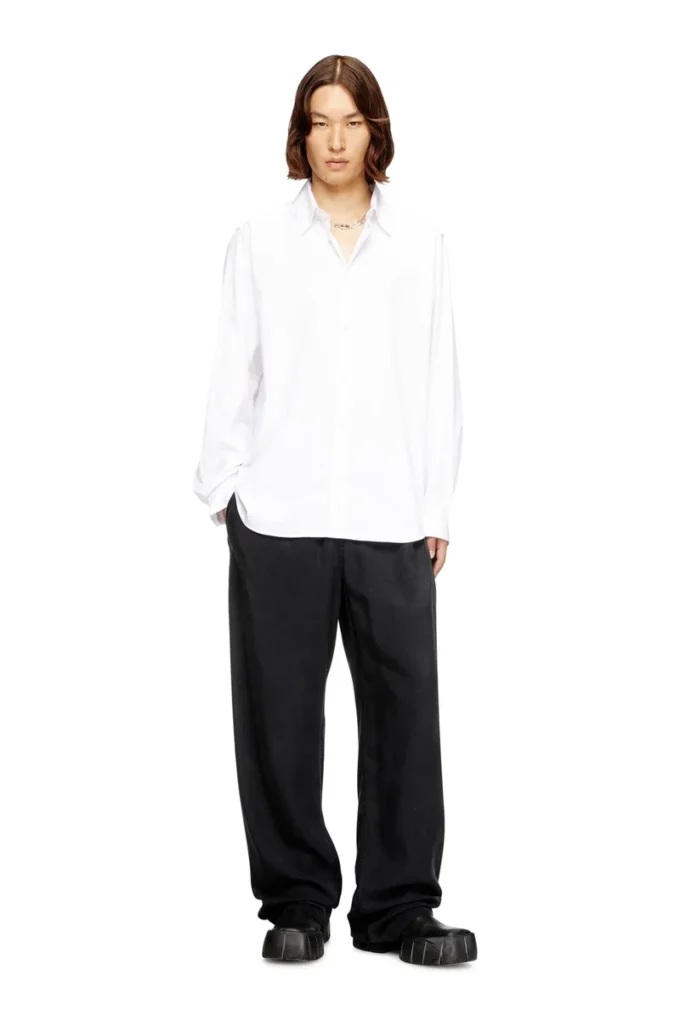 s-simply-gsbh Nakışlı streç poplin gömlek