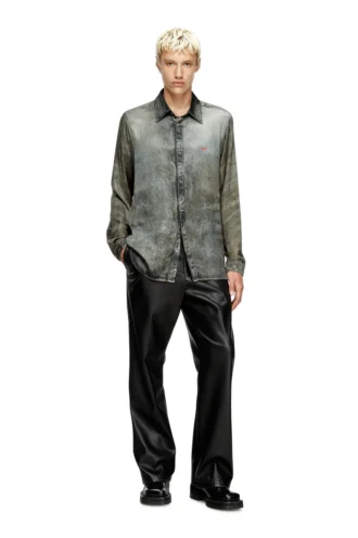 s-simply-lkct Denim görünümlü viskon gömlek