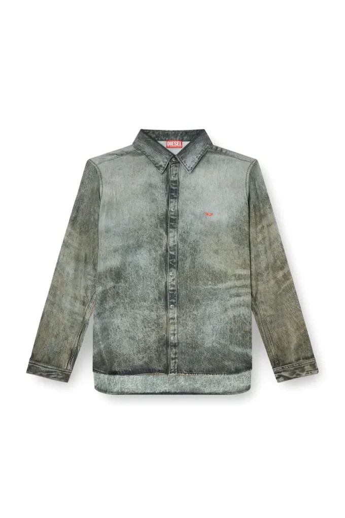 s-simply-lkct Denim görünümlü viskon gömlek
