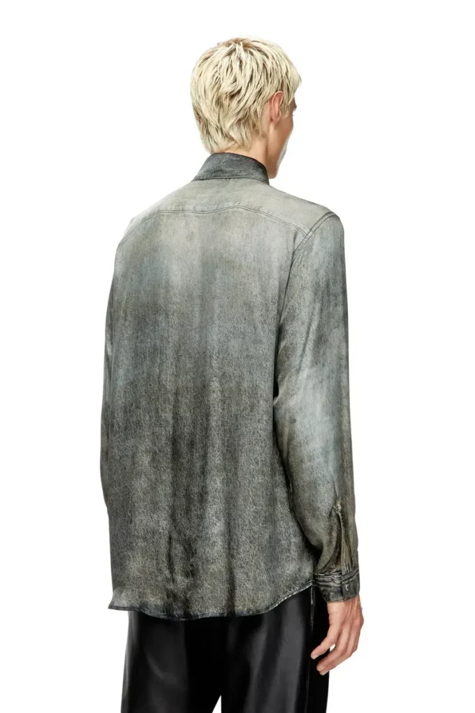 s-simply-lkct Denim görünümlü viskon gömlek