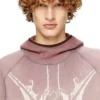 s-waf-hood-new Grafik baskılı soluk waffle kapüşonlu sweatshirt