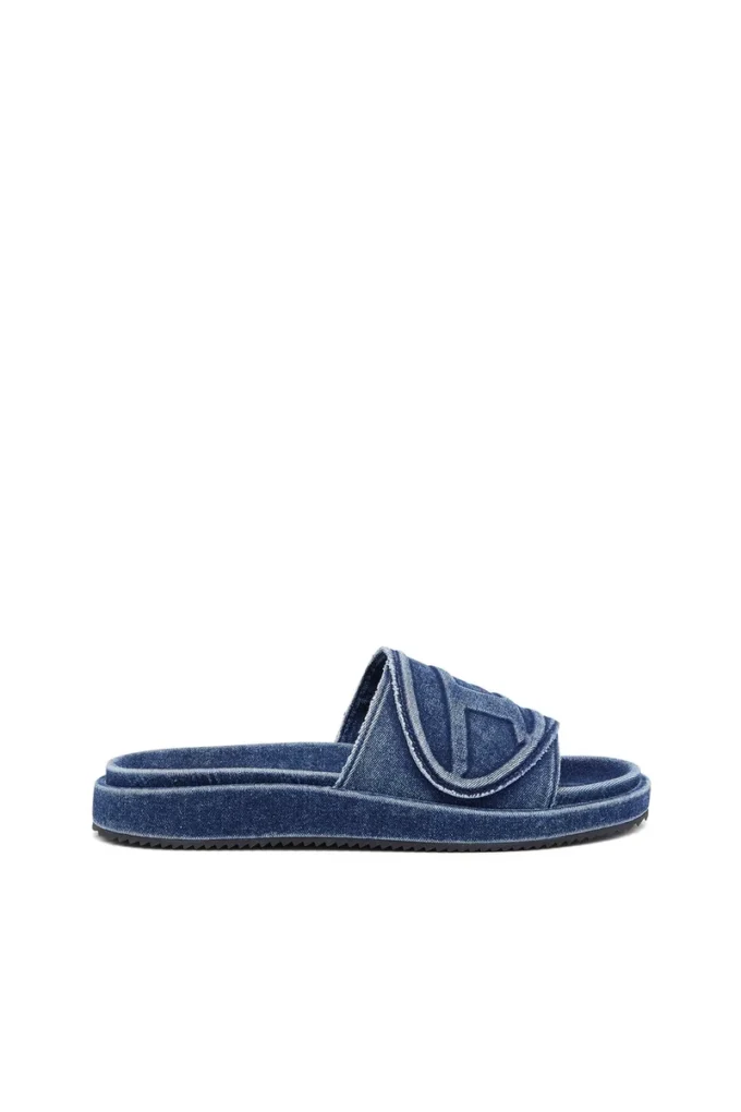 sa-slide d oval Sa-Slide D-Denim kabartmalı kayışlı terlikler
