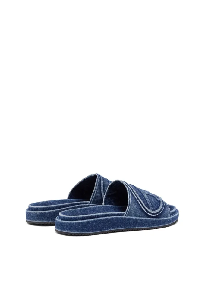 sa-slide d oval Sa-Slide D-Denim kabartmalı kayışlı terlikler