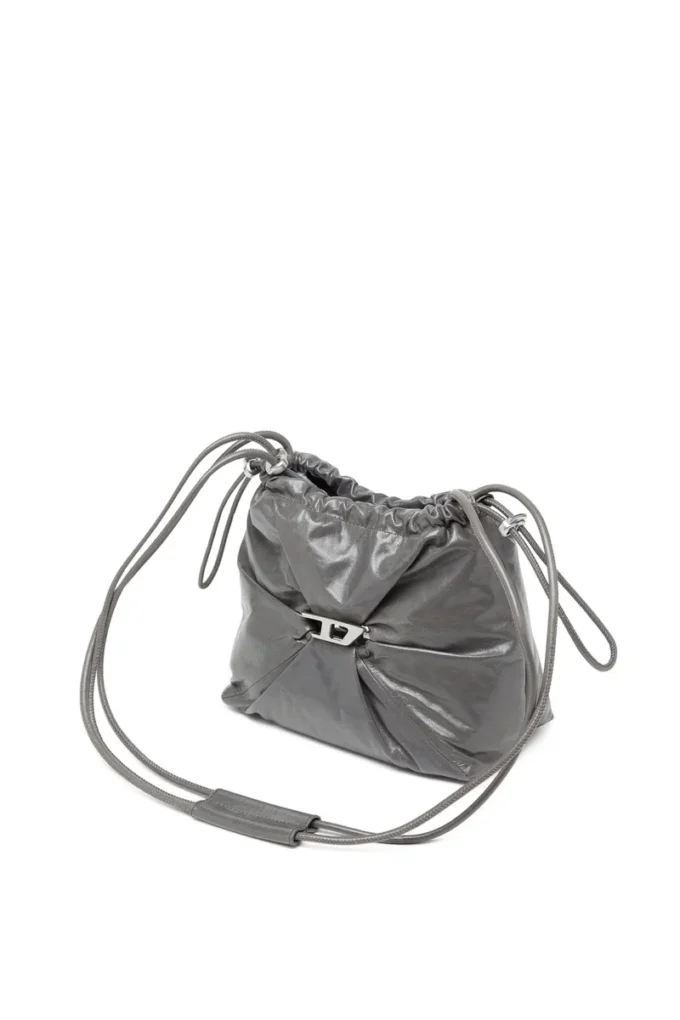 scrunch-d kova Parlak buruşuk deriden Scrunch-D-Bucket çanta