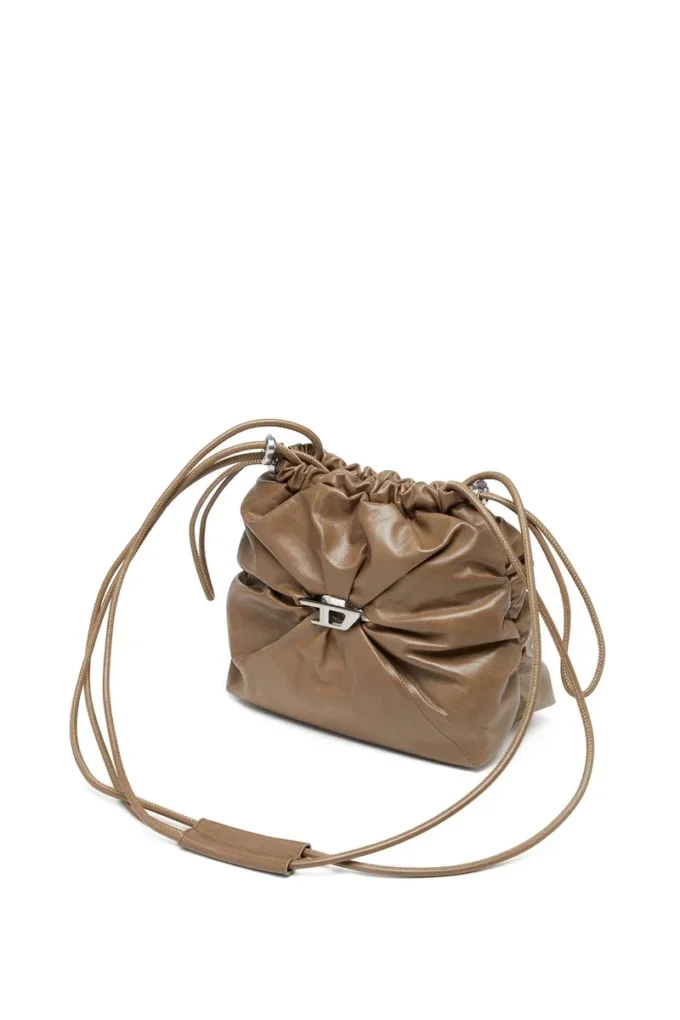 scrunch-d kova Parlak buruşuk deriden Scrunch-D-Bucket çanta