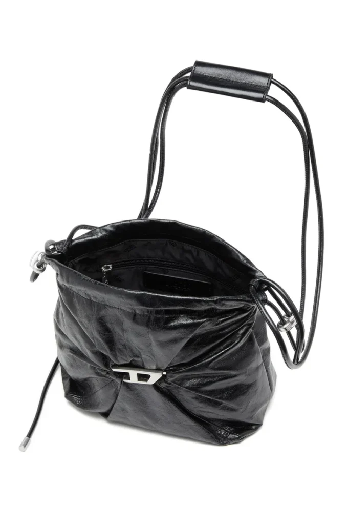 scrunch-d kova Parlak buruşuk deriden Scrunch-D-Bucket çanta