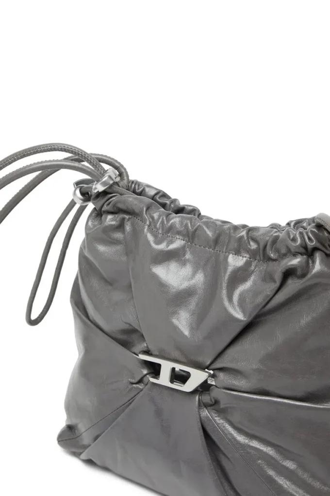 scrunch-d kova Parlak buruşuk deriden Scrunch-D-Bucket çanta