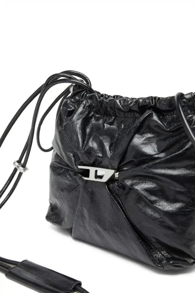 scrunch-d kova Parlak buruşuk deriden Scrunch-D-Bucket çanta