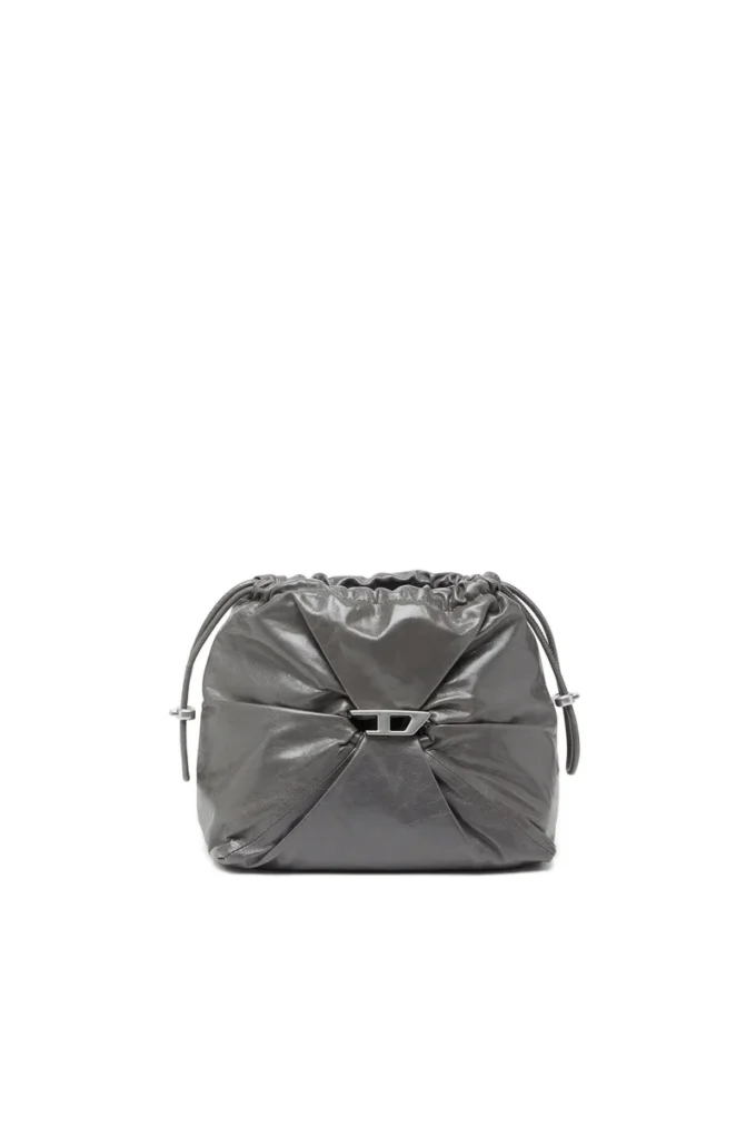 scrunch-d kova Parlak buruşuk deriden Scrunch-D-Bucket çanta
